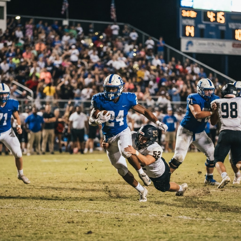 A running back breaks free during Friday night's season-opening victory.
